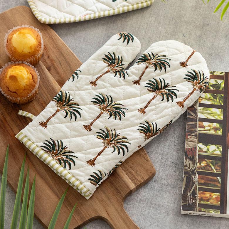 ミトン 鍋 掴み なべ つかみ コットン 綿 100% ブロック プリント 片手 キッチン 用品 おしゃれ 北欧 リゾート 雑貨 インテリア メール便対応 西海岸 34634 | ELEMENTS（インテリア）