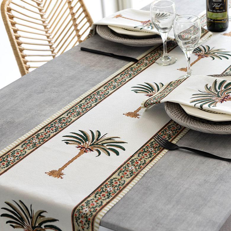 テーブル ランナー ライナー コットン 綿 100% ブロック プリント センター ダイニング メール便対応 おしゃれ 北欧 リゾート 雑貨 インテリア 西海岸 34637 | ELEMENTS（インテリア）