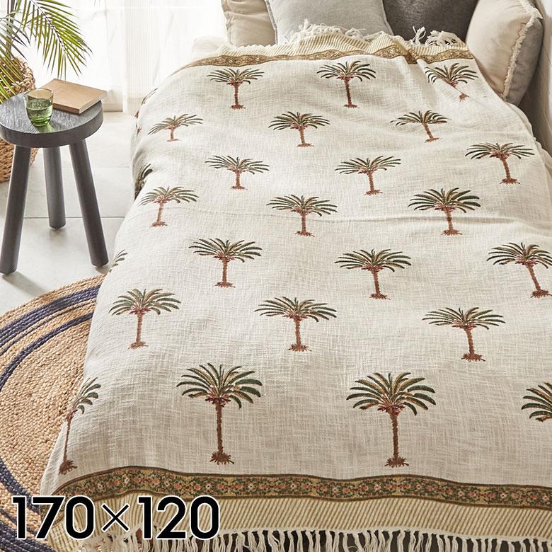 スロー ケット ひざ 掛け 大判 マルチ カバー ブラン コットン 綿 100% ブロック プリント ソファ おしゃれ 北欧 リゾート 雑貨 インテリア 西海岸 34639 | ELEMENTS（インテリア）