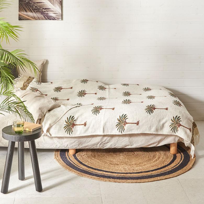 スロー ケット ひざ 掛け 大判 マルチ カバー ブラン コットン 綿 100% ブロック プリント ソファ おしゃれ 北欧 リゾート 雑貨 インテリア 西海岸 34639 | ELEMENTS（インテリア） | 10