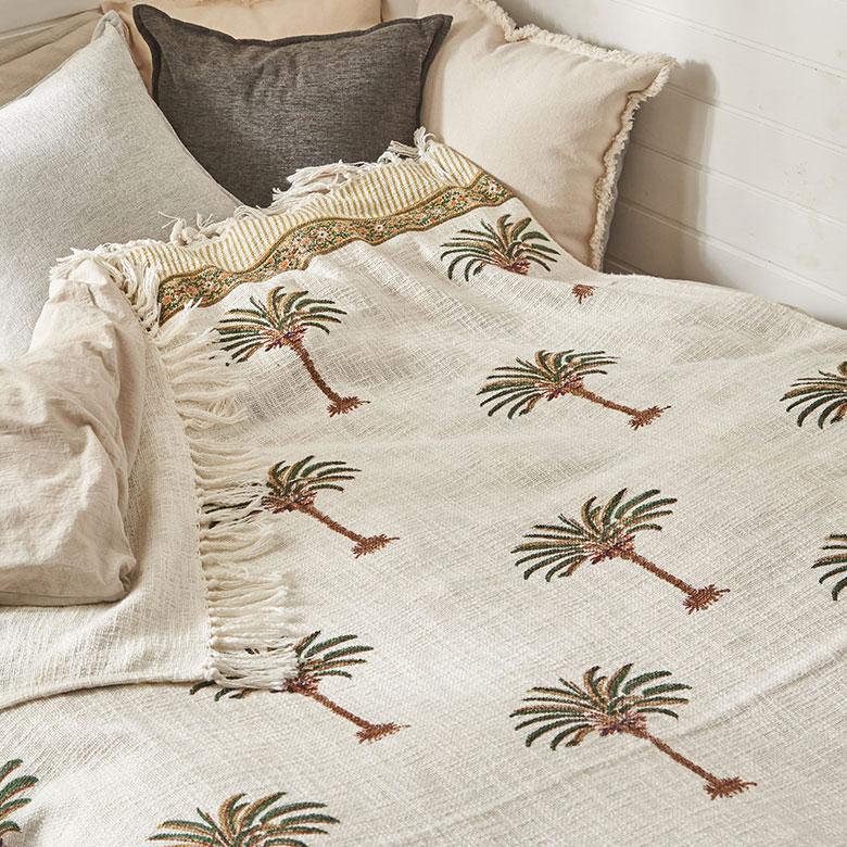 スロー ケット ひざ 掛け 大判 マルチ カバー ブラン コットン 綿 100% ブロック プリント ソファ おしゃれ 北欧 リゾート 雑貨 インテリア 西海岸 34639 | ELEMENTS（インテリア） | 01