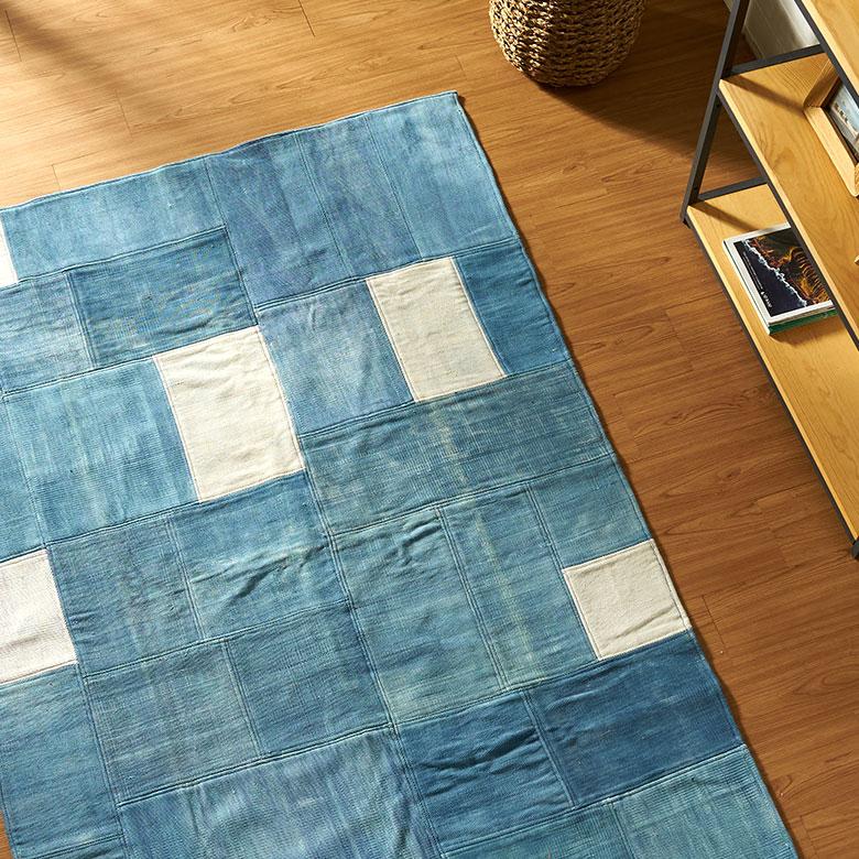 ラグ カーペット デニム ラグマット コットン 130×190 1.5畳 天然素材 マット パッチワーク 敷物 絨毯 おしゃれ 北欧 リゾート 雑貨 インテリア 西海岸 34647 | ELEMENTS（インテリア） | 17