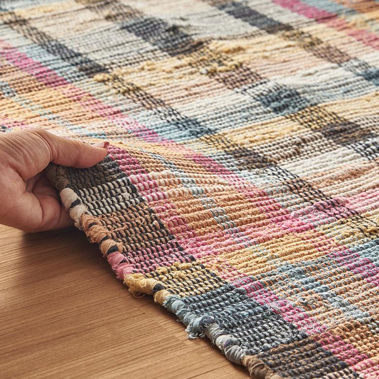 ラグ カーペット ラグマット コットン 130×190 1.5畳 天然素材 マット 裂き織り フリンジ付き 敷物 絨毯 おしゃれ 北欧 リゾート 雑貨 インテリア 西海岸 3464 | ELEMENTS（インテリア） | 13