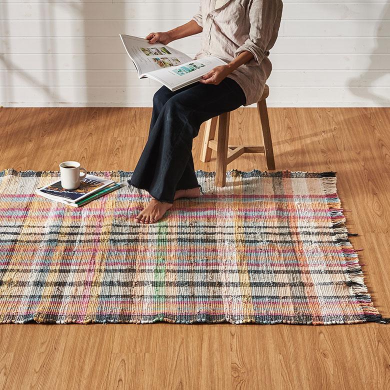 ラグ カーペット ラグマット コットン 130×190 1.5畳 天然素材 マット 裂き織り フリンジ付き 敷物 絨毯 おしゃれ 北欧 リゾート 雑貨 インテリア 西海岸 3464 | ELEMENTS（インテリア） | 19