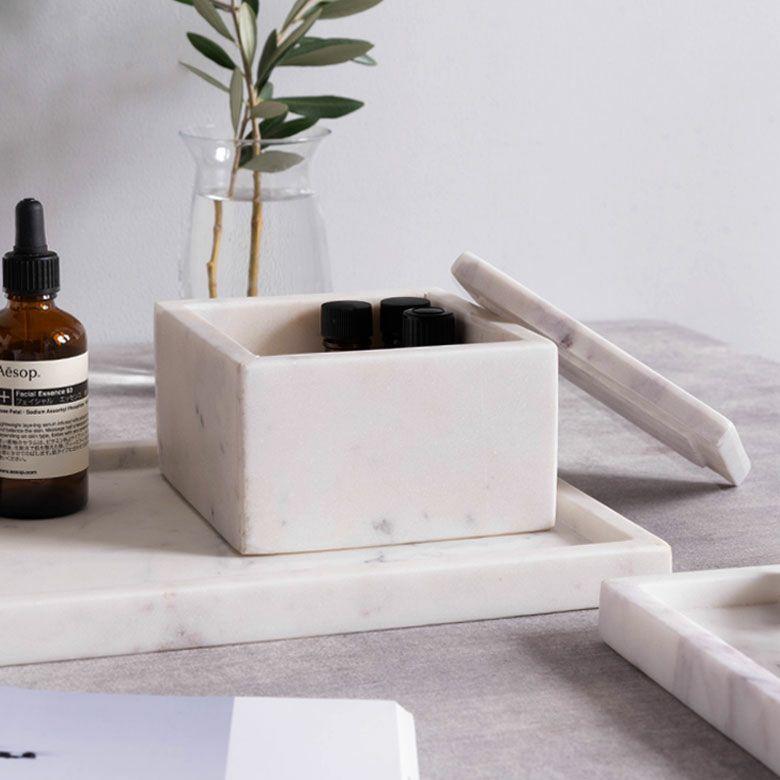 小物入れ 蓋付き 四角 大理石 アクセサリー ジュエリー コスメ 化粧品アメニティ コットンケース マーヴェラ 韓国 北欧 卓上 収納 洗面所 化粧台 34661 |  | 02
