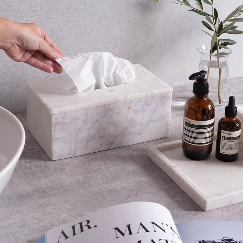 ティッシュケース おしゃれ  マーヴェラ 北欧 韓国 大理石 白 黒 グレー モノトーンシンプル ソフトパック 箱 洗面所 リビング トイレ 台所 | ブランド登録なし | 12