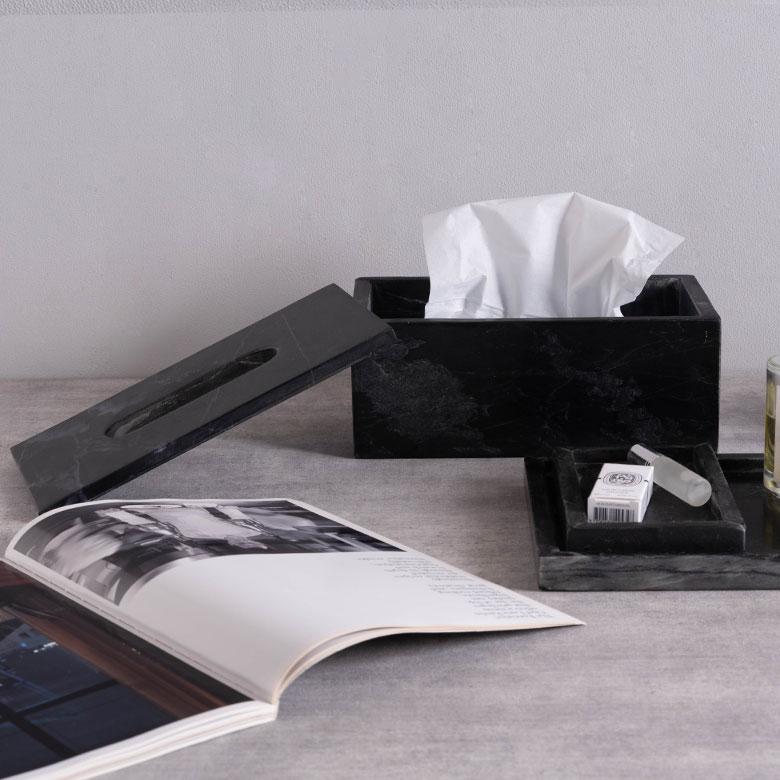 ティッシュケース おしゃれ  マーヴェラ 北欧 韓国 大理石 白 黒 グレー モノトーンシンプル ソフトパック 箱 洗面所 リビング トイレ 台所 | ブランド登録なし | 07