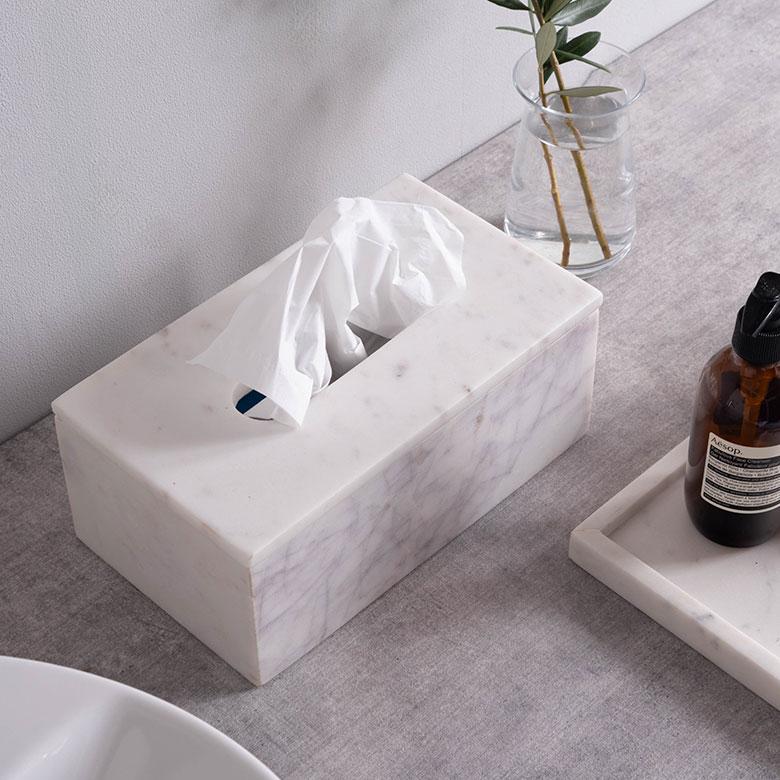 ティッシュケース おしゃれ  マーヴェラ 北欧 韓国 大理石 白 黒 グレー モノトーンシンプル ソフトパック 箱 洗面所 リビング トイレ 台所 | ブランド登録なし | 04