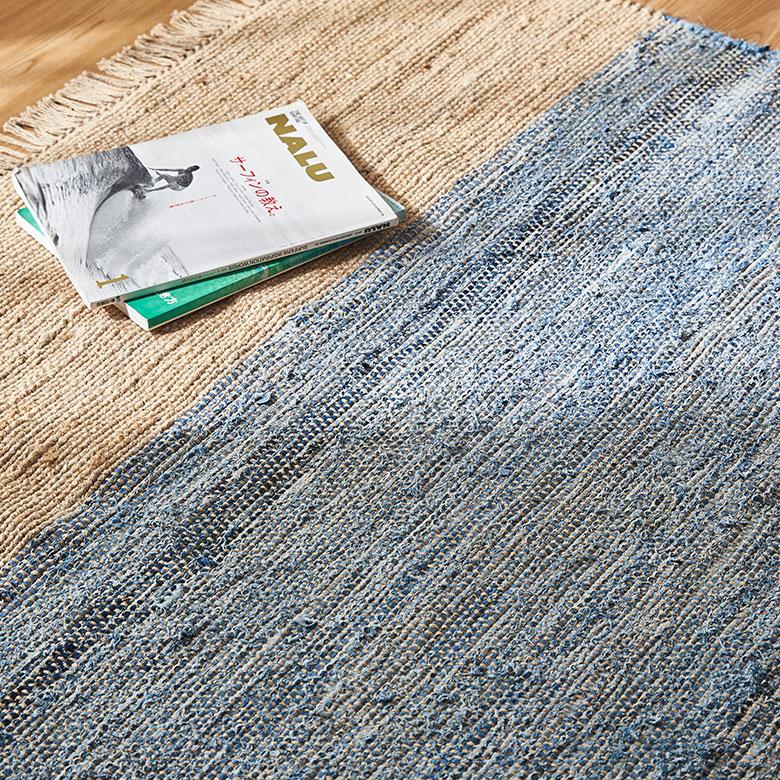 ラグ カーペット ラグマット コットン 130×190 1.5畳 天然素材 マット 裂き織り フリンジ付き 敷物 絨毯 おしゃれ 北欧 リゾート 雑貨 インテリア 西海岸 346 | ELEMENTS（インテリア） | 04