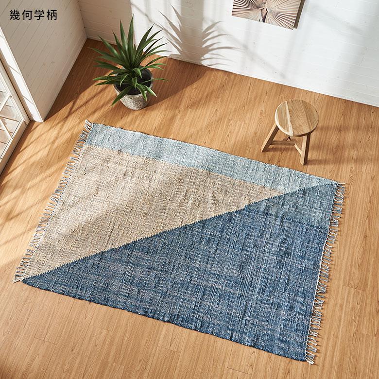 ラグ カーペット ラグマット コットン 130×190 1.5畳 天然素材 マット 裂き織り フリンジ付き 敷物 絨毯 おしゃれ 北欧 リゾート 雑貨 インテリア 西海岸 346 | ELEMENTS（インテリア） | 10