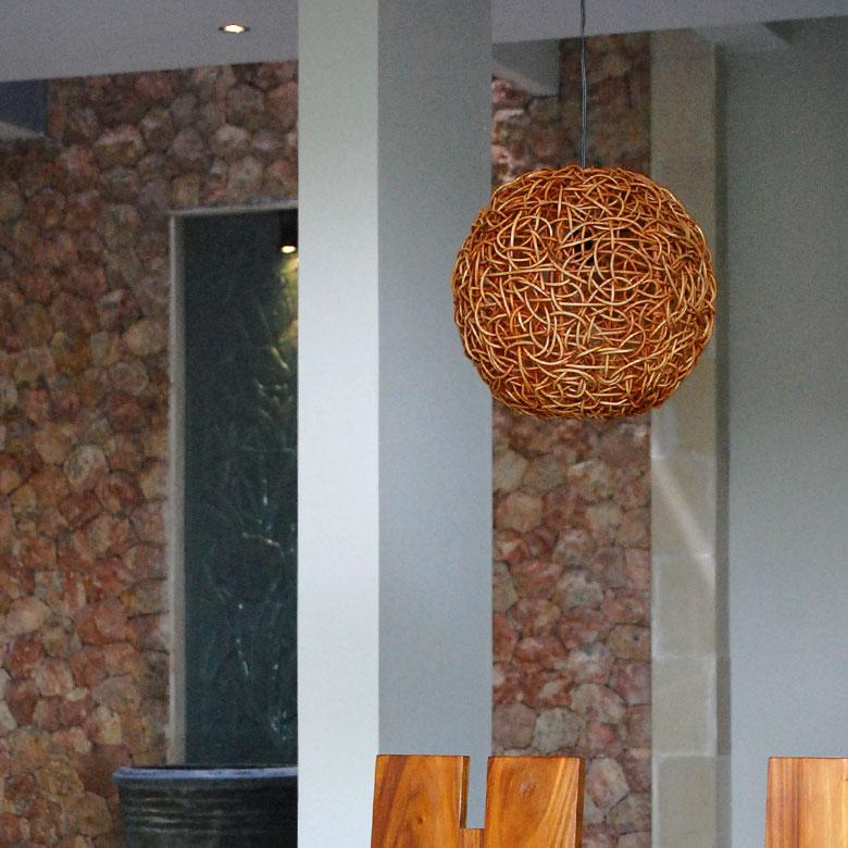 アジアン雑貨 ラタンのペンダントランプ ビッグボール アジア工房 4332 | ブランド登録なし | 07