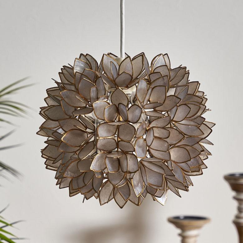 照明 ランプ ライト アジアン カピスシェル ペンダントランプ ペンダント モダン インテリア エスニック 貝殻 グレー 間接照明 照明器具 アジア工房 4356 | ブランド登録なし | 07