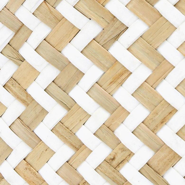 バスケット トートバッグ [ホワイト] シーグラス製 シェブロン柄 大容量 持ち手つき かご 収納 アジア雑貨 51155 | ELEMENTS（インテリア） | 01