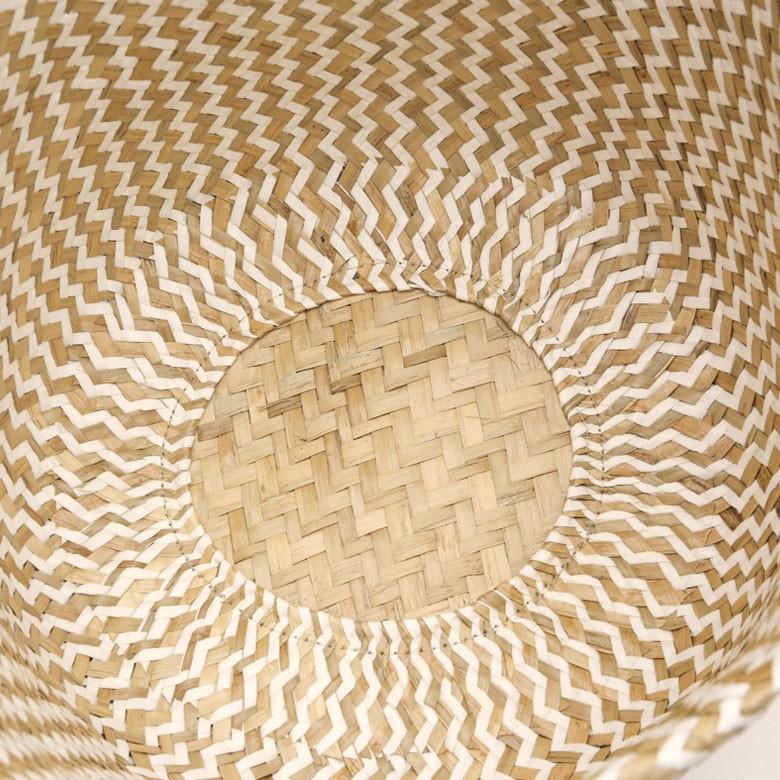 バスケット トートバッグ [ホワイト] シーグラス製 シェブロン柄 大容量 持ち手つき かご 収納 アジア雑貨 51155 | ELEMENTS（インテリア） | 06