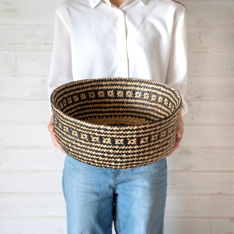 バスケット カゴ 大容量 [ブラック] シーグラス製 民族柄 深型 収納 アジア雑貨 持ち手つき コンパクト 51159 | ELEMENTS（インテリア） | 11