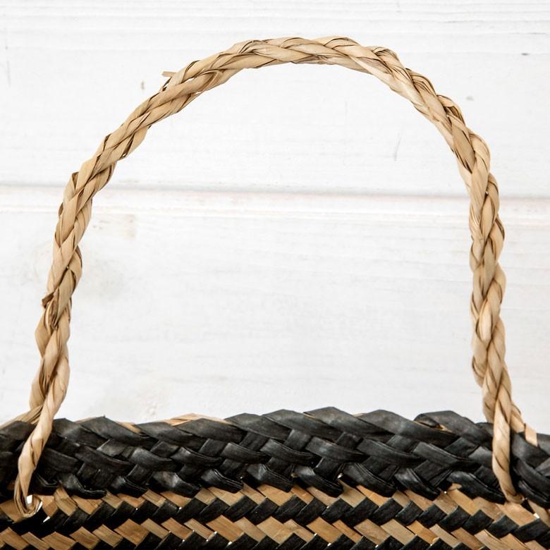 バスケット カゴ 大容量 [ブラック] シーグラス製 民族柄 深型 収納 アジア雑貨 持ち手つき コンパクト 51159 | ELEMENTS（インテリア） | 09