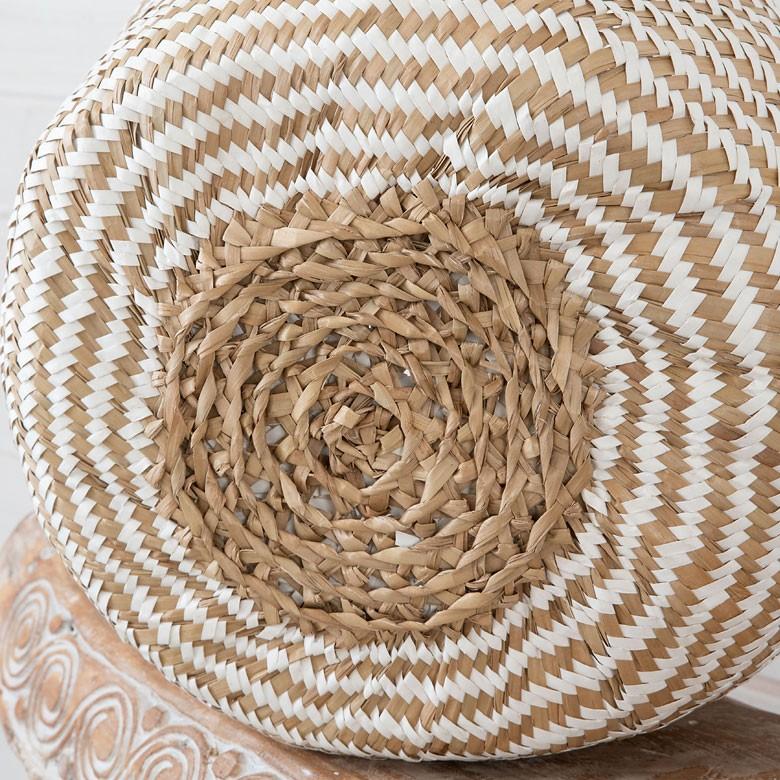 バスケット カゴ 大容量 [ホワイト] シーグラス製 民族柄 深型 収納 アジア雑貨 持ち手つき コンパクト 51161 | ELEMENTS（インテリア） | 13