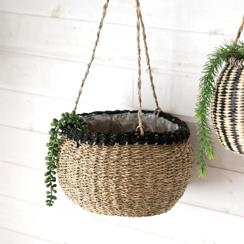 プランターカバー バスケット [ナチュラル] かご ハンギング シーグラス 観葉植物 ガーデニング インテリア 収納 51163 | ELEMENTS（インテリア）