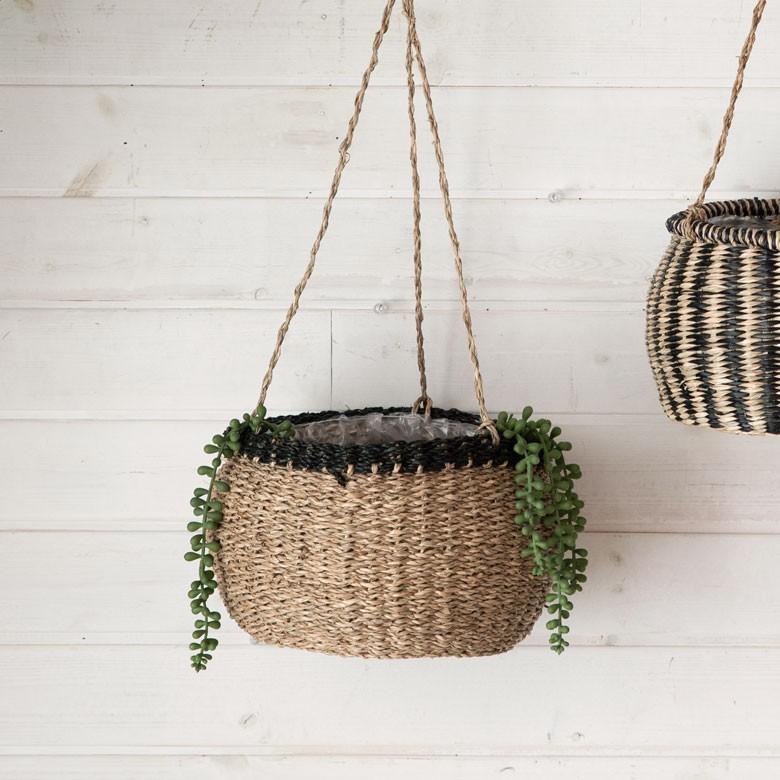 プランターカバー バスケット [ナチュラル] かご ハンギング シーグラス 観葉植物 ガーデニング インテリア 収納 51163 | ELEMENTS（インテリア） | 03