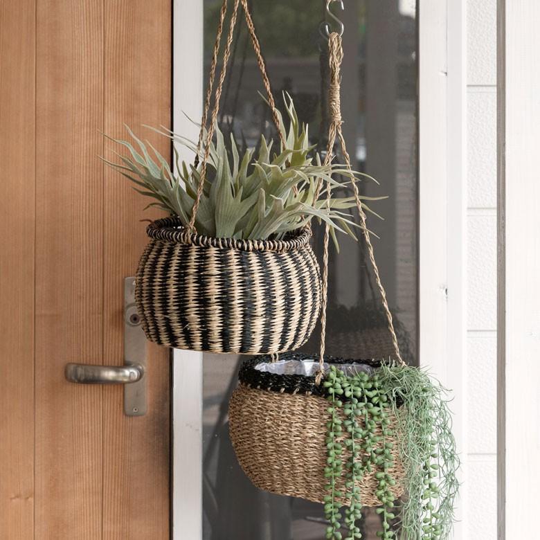 プランターカバー バスケット [ストライプ ] かご ハンギング シーグラス 観葉植物 ガーデニング インテリア 収納 51164 | ELEMENTS（インテリア） | 02