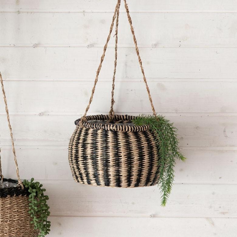 プランターカバー バスケット [ストライプ ] かご ハンギング シーグラス 観葉植物 ガーデニング インテリア 収納 51164 | ELEMENTS（インテリア） | 03