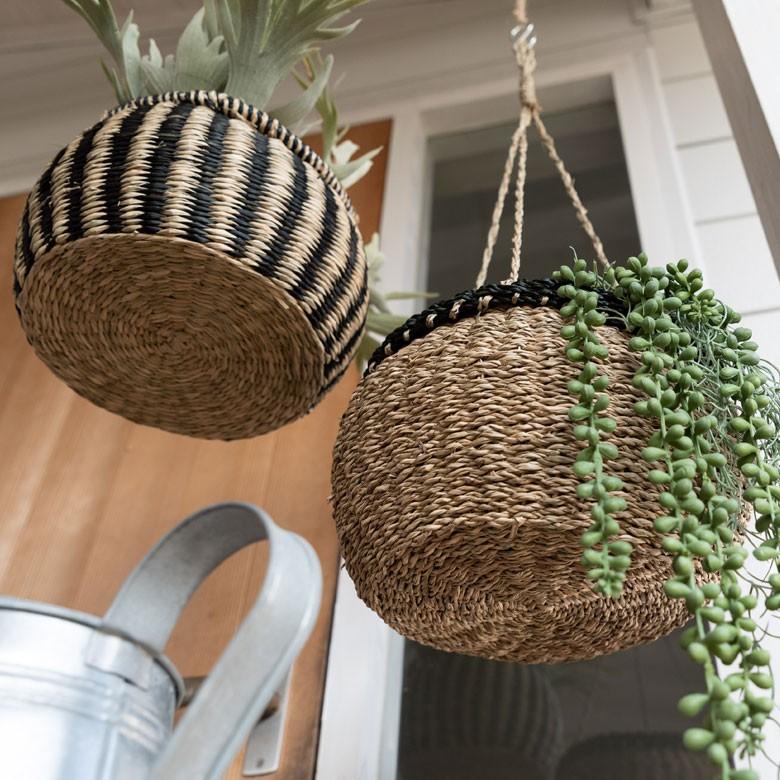 プランターカバー バスケット [ストライプ ] かご ハンギング シーグラス 観葉植物 ガーデニング インテリア 収納 51164 | ELEMENTS（インテリア） | 07