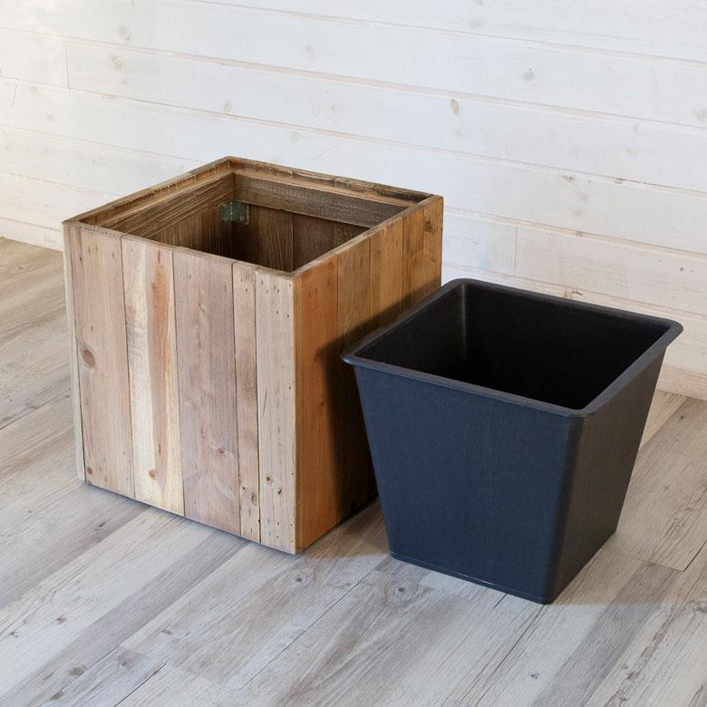 プランターカバー ウッド ボックス スクエア型 Mサイズ 7号用 インナーポット付き 底穴なし 外寸 33.5cm×33.5cm×35cm Botanique ボタニーク 鉢 植木鉢 b-51 | ブランド登録なし | 15