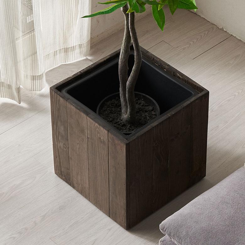 プランターカバー ウッド ボックス スクエア型 Mサイズ 7号用 インナーポット付き 底穴なし 外寸 33.5cm×33.5cm×35cm Botanique ボタニーク 鉢 植木鉢 b-51 | ブランド登録なし | 10