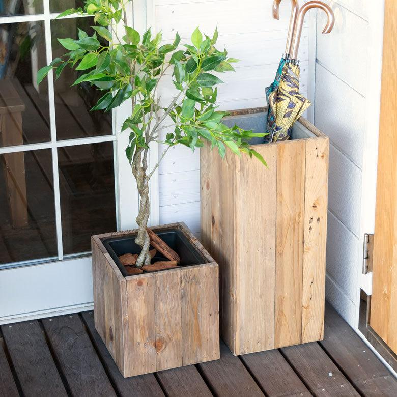 プランター カバー ウッド ボックス スクエア Sサイズ インナーポット付き 底穴なし 木製 5号 ボタニーク 鉢カバー 植木鉢 おしゃれ 西海岸 51167 | ブランド登録なし | 11