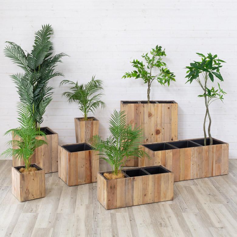 プランターカバー ウッド ボックス 長方形 3分割大 7号用×3 インナーポット付き 底穴なし 木製 外寸 幅93.5cm 奥行33.5cm 高さ35cm Botanique ボタニーク n-51 | ブランド登録なし | 13