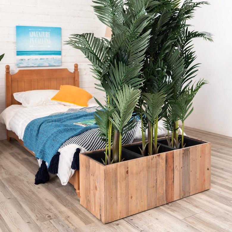 プランターカバー ウッド ボックス 長方形 3分割大 7号用×3 インナーポット付き 底穴なし 木製 外寸 幅93.5cm 奥行33.5cm 高さ35cm Botanique ボタニーク n-51 | ブランド登録なし | 05