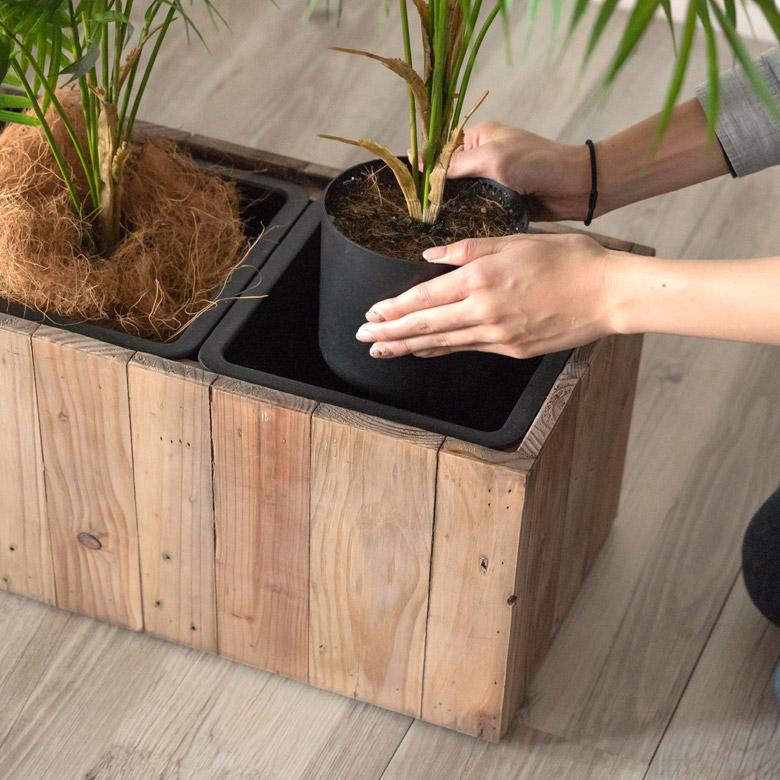 プランター カバー ウッド プランター ボックス 長方形 3分割小 5号用×3 インナーポット付き 底穴なし 木製 外寸 幅66.5cm 奥行24.5cm 高さ26cm Botanique o-51 | ブランド登録なし | 06