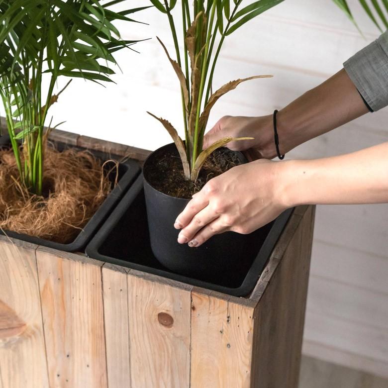 プランターカバー 長方形 3分割トール スクエア型 5号用 3連 インナーポット付 底穴なし 木製 鉢カバー プランツボックス ウッドボックス おしゃれ 西海岸 51171 | ブランド登録なし | 06