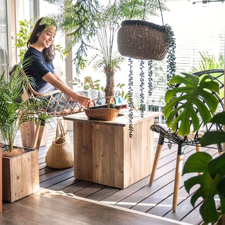 プランター テーブル プレート 正方形 カバー 蓋 ふた 天板 53.5cm L 木 製 ウッド 植木 鉢 植え テーブル サイド おしゃれ 北欧 家具 インテリア 西海岸 a-5 | ブランド登録なし | 03