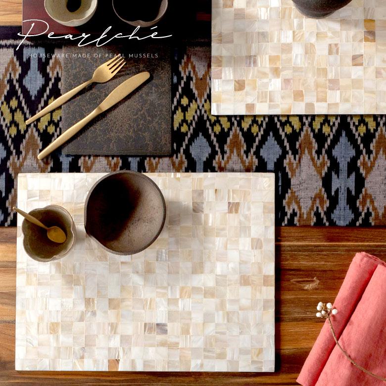 ランチョンマット シェル モザイク柄 パルシェ スクエア ランチマット プレースマット プレイスマット テーブルウェア 51177 | ブランド登録なし