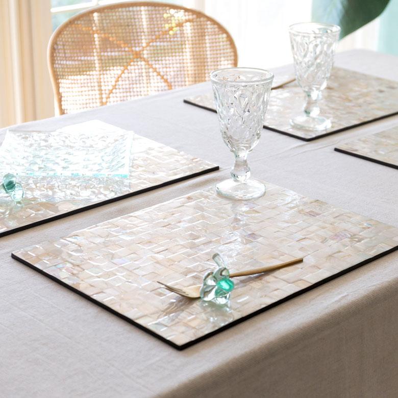 ランチョンマット シェル モザイク柄 パルシェ スクエア ランチマット プレースマット プレイスマット テーブルウェア 51177 | ブランド登録なし | 25