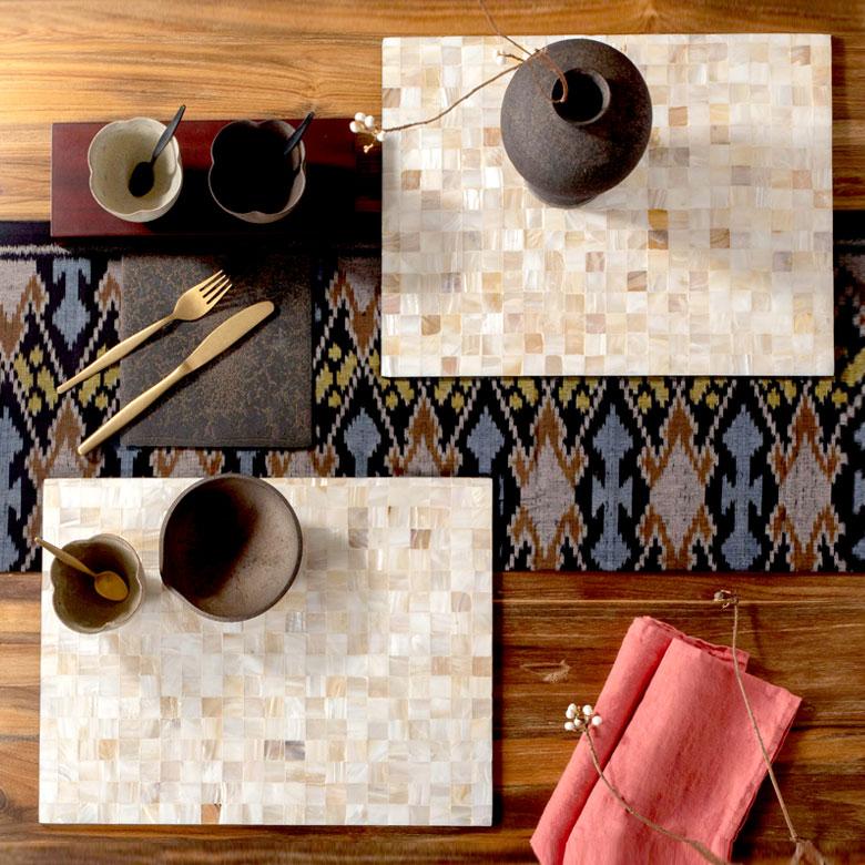 ランチョンマット シェル モザイク柄 パルシェ スクエア ランチマット プレースマット プレイスマット テーブルウェア 51177 | ブランド登録なし | 27