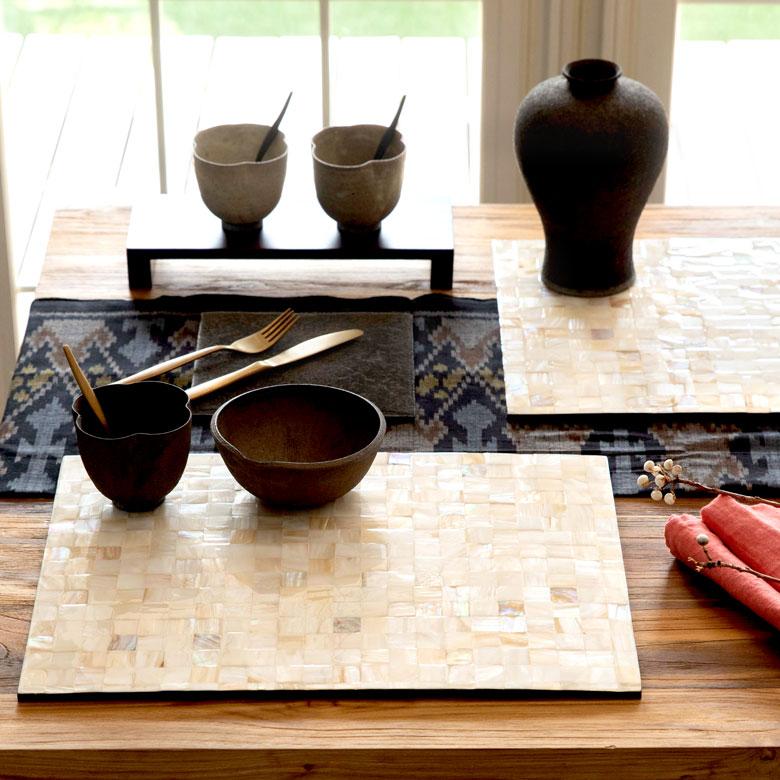 ランチョンマット シェル モザイク柄 パルシェ スクエア ランチマット プレースマット プレイスマット テーブルウェア 51177 | ブランド登録なし | 10