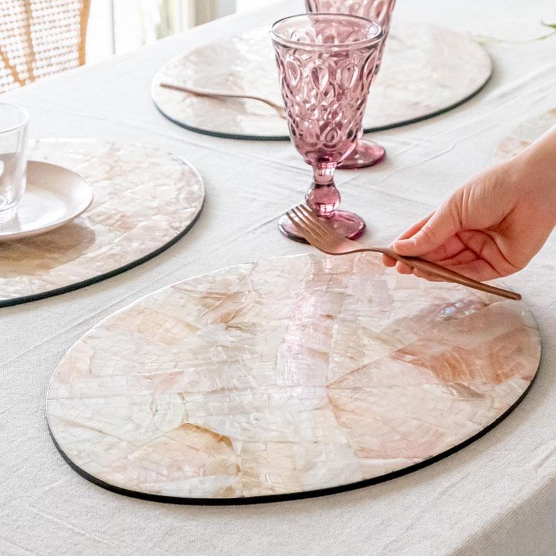 ランチョンマット シェル モザイク柄 パルシェ オーバル ランチマット プレースマット プレイスマット テーブルウェア 51179 | ブランド登録なし | 21