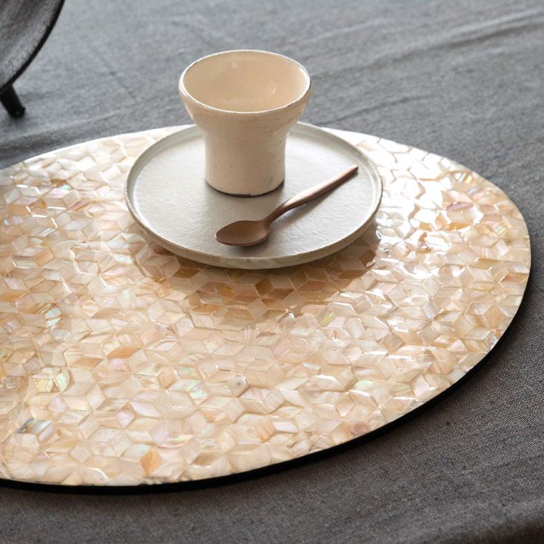 ランチョンマット シェル モザイク柄 パルシェ オーバル ランチマット プレースマット プレイスマット テーブルウェア 51179 | ブランド登録なし | 24