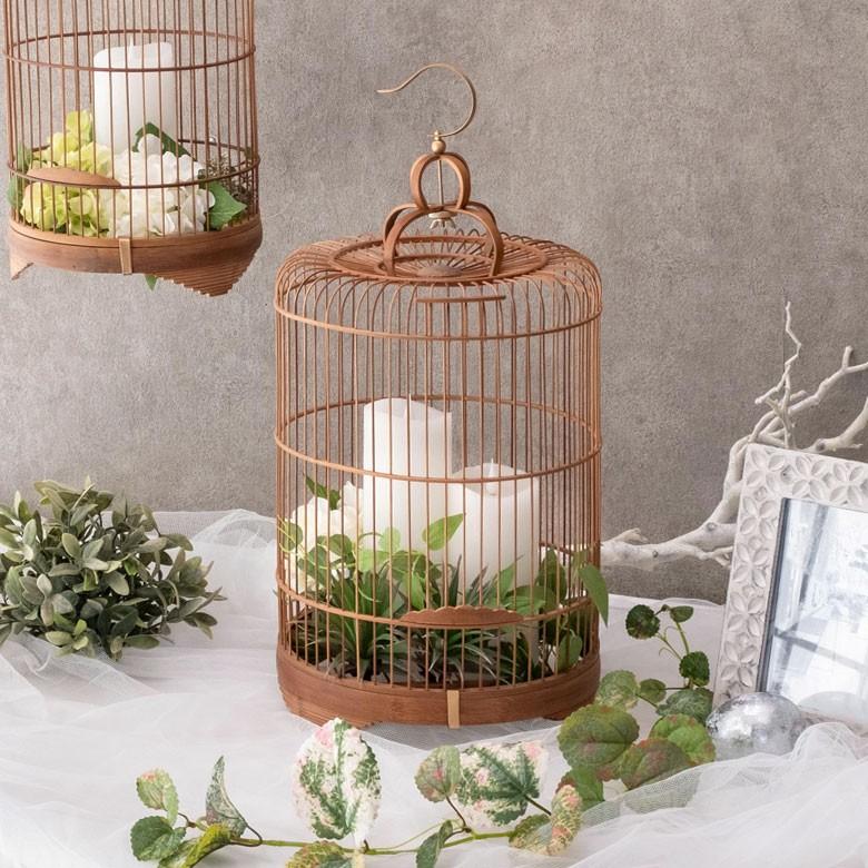 鳥かご 竹 バンブー ナチュラル Mサイズ フック 吊り下げ つりさげバードケージ お洒落 おしゃれ オシャレ アンティーク 調 風 鳥籠 ハンギング 51190 | ブランド登録なし | 16