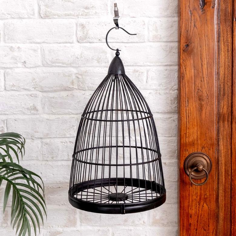 鳥かご 竹 バンブー 黒 ブラック Sサイズ フック 吊り下げ つりさげ