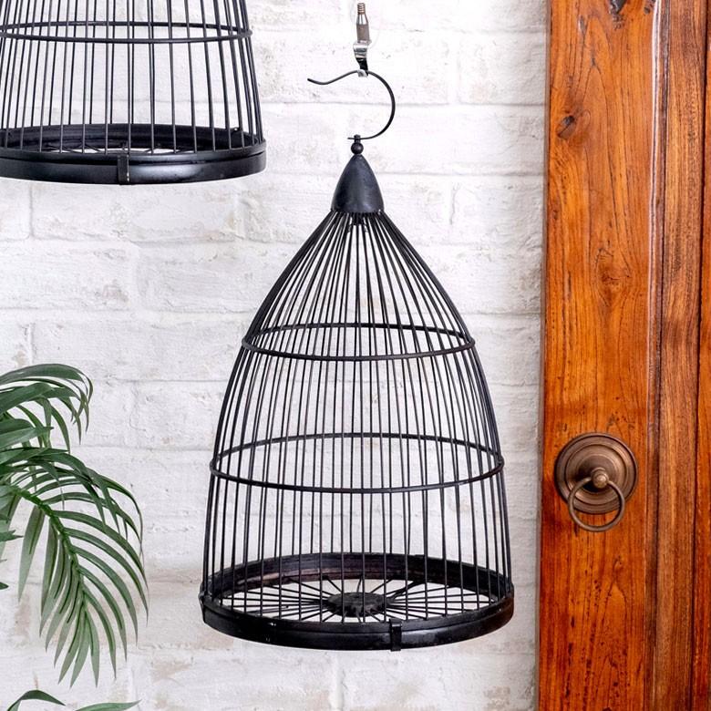 鳥かご 竹 バンブー 黒 ブラック Mサイズ フック 吊り下げ つりさげ バードケージ お洒落 おしゃれ オシャレ アンティーク 調 風 鳥籠 ハンギング 51192 | ブランド登録なし | 06