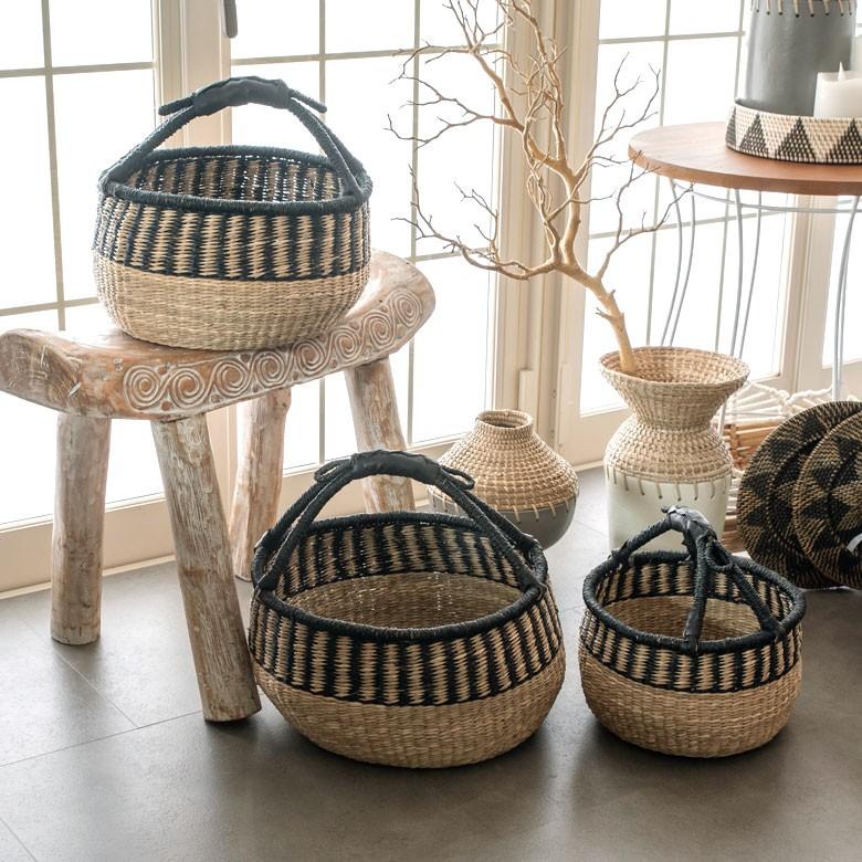 カゴ 収納 カゴバスケット カゴバッグ Sサイズ シーグラス製 ラウンドバスケット 収納ボックス かご収納 収納バスケット 籠 アジアン おしゃれ 51193 | ブランド登録なし | 17