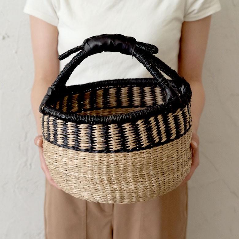 カゴ 収納 カゴバスケット カゴバッグ Sサイズ シーグラス製 ラウンドバスケット 収納ボックス かご収納 収納バスケット 籠 アジアン おしゃれ 51193 | ブランド登録なし | 02