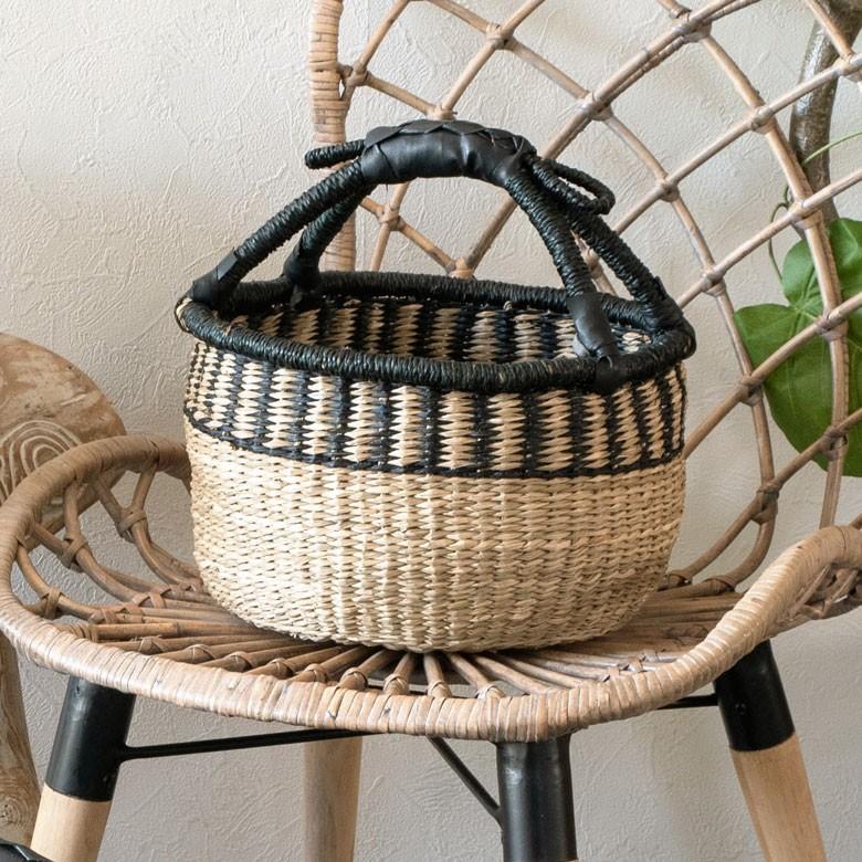 カゴ 収納 カゴバスケット カゴバッグ Sサイズ シーグラス製 ラウンドバスケット 収納ボックス かご収納 収納バスケット 籠 アジアン おしゃれ 51193 | ブランド登録なし | 07