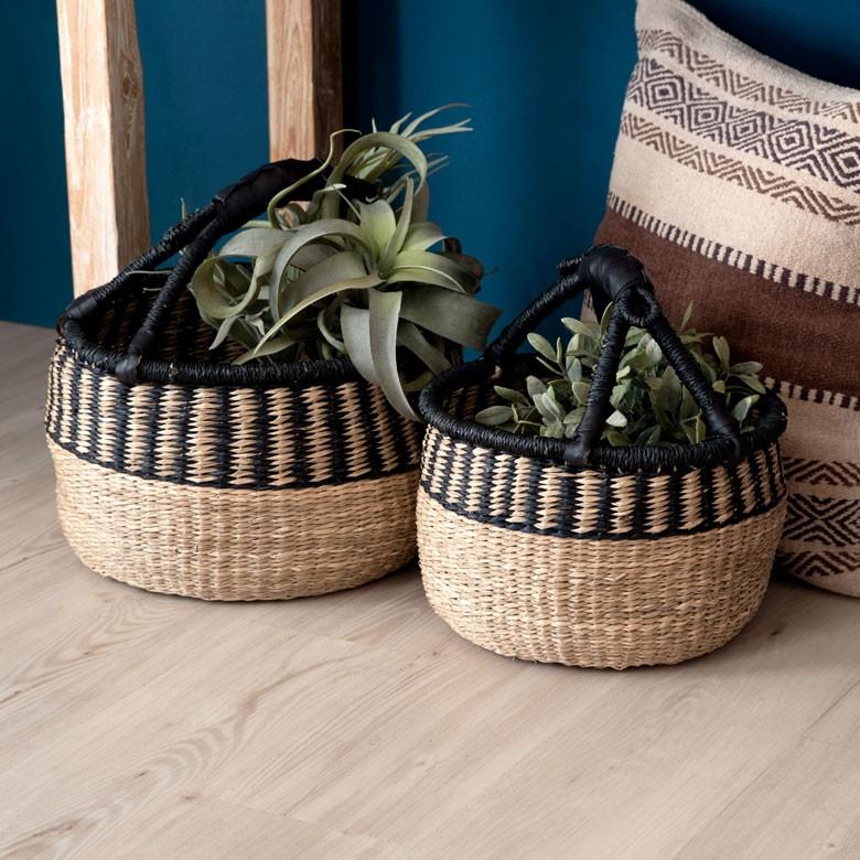 カゴ 収納 カゴバスケット カゴバッグ Sサイズ シーグラス製 ラウンドバスケット 収納ボックス かご収納 収納バスケット 籠 アジアン おしゃれ 51193 | ブランド登録なし | 09