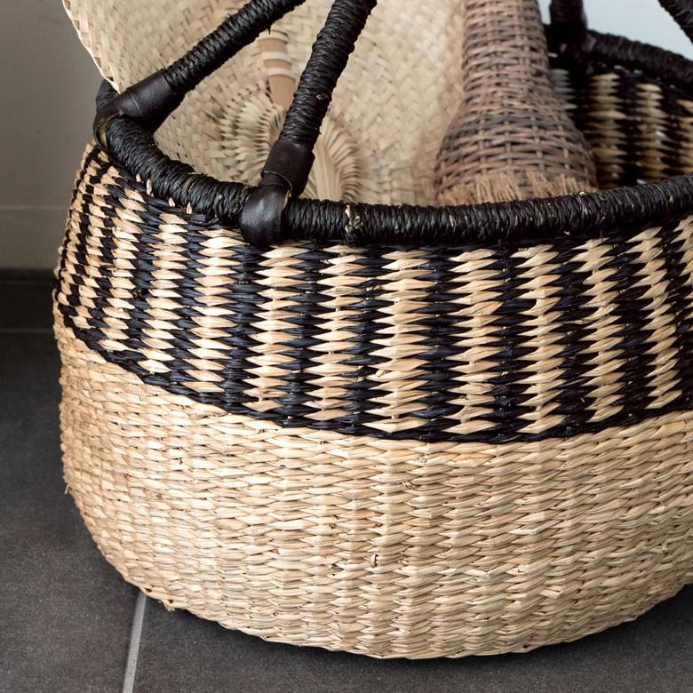 カゴ 収納 バスケット 持ち手付き カゴバッグ Mサイズ シーグラス製 ラウンドバスケット 収納ボックス かご収納 アジアン おしゃれ 51194 | ブランド登録なし | 11