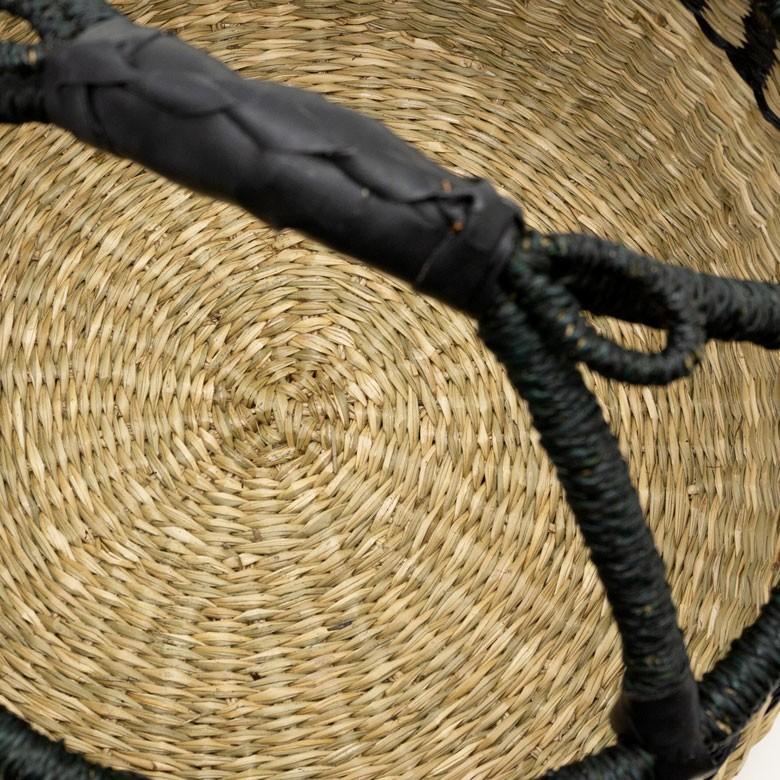 カゴ 収納 バスケット 持ち手付き カゴバッグ Mサイズ シーグラス製 ラウンドバスケット 収納ボックス かご収納 アジアン おしゃれ 51194 | ブランド登録なし | 16