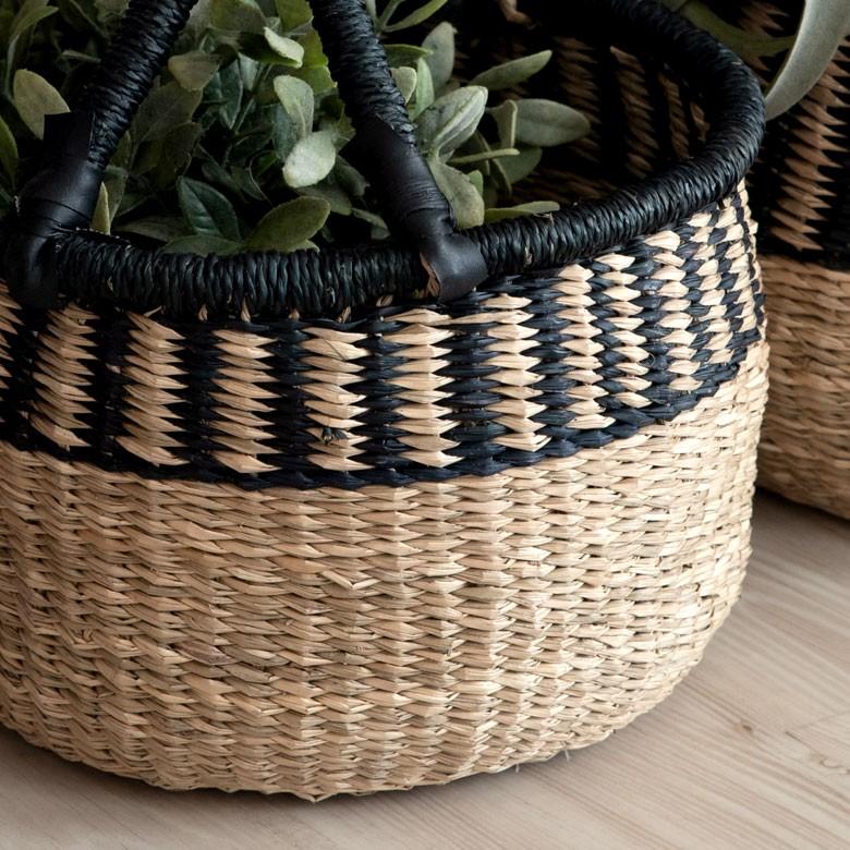 カゴ 収納 バスケット 持ち手付き カゴバッグ Mサイズ シーグラス製 ラウンドバスケット 収納ボックス かご収納 アジアン おしゃれ 51194 | ブランド登録なし | 06